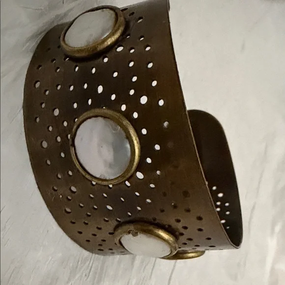 Anthropologie Bronze and Cream Cuff Bracelet - Picture 4 of 4